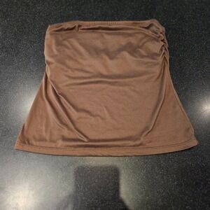 Antistar Brown Tube Top Strapless Ruched Stretch Bodycon Size M Y2K Minimalist